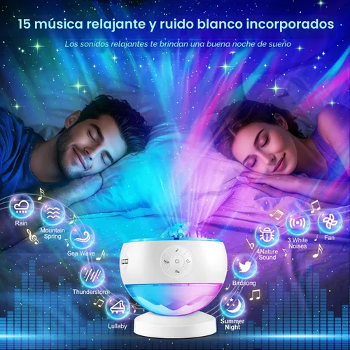Miniatura 4 de Iceberg - Proyector de luces del norte, proyector de galaxia blanca con altavoz Bluetooth y 15 ruidos blancos, luz Aurora con base desmontable, más
