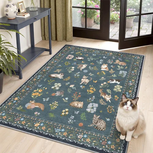 Miniatura 182 de Alfombra de pasillo Soalmost 2'6" x 10' lavable, alfombra antideslizante para cocina, baño, lavandería, alfombras vintage ultra delgadas para Beige