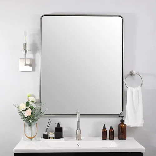 Miniatura 25 de ANDY STAR Espejo de baño negro de 24 x 30 pulgadas, espejos de tocador de baño negros para pared, espejo rectangular redondeado para fregadero