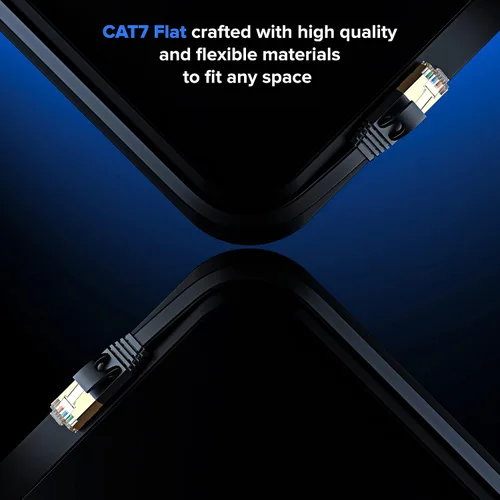 Miniatura 4 de Cable Ethernet Cat 7 de 1.5 pies, con un diseño plano que ahorra espacio, cable de conexión de Internet y red LAN de alta velocidad, conectores