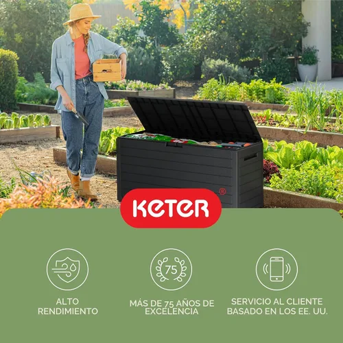 Miniatura 13 de Keter Atlas - Caja de 70 galones – Caja de almacenamiento al aire libre resistente a la intemperie para patio, patio y piscina, construcción