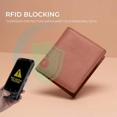 Miniatura 5 de Bveyzi Cartera ultra delgada RFID para mujer, cartera de cuero pequeña y delgada con bolsillo doble para damas