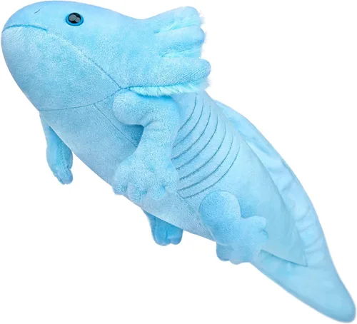 FRANKIEZHOU Peluche de ajolote realista, color azul, 19 pulgadas de largo, animal de peluche realista de ajolote, juguete de ajolote suave, regalos