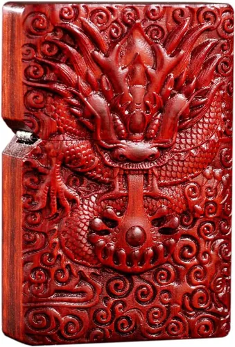 Miniatura 9 de Carcasa exterior de palisandro Huanghuali natural tallado para módulo Zippo (1000 brazos Avalokiteshvara de la diosa 3#)