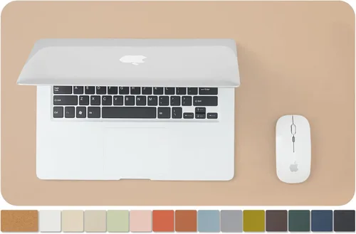 Miniatura 48 de Tapete de escritorio grande de corcho natural y cuero, tapete de escritorio ecológico, protector de escritorio de doble cara, tapete de teclado Café