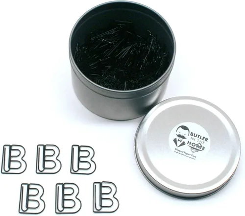 Miniatura 34 de Butler in the Home Elige tu letra favorita del alfabeto de la A a la Z o números del 0 al 9, 100 clips de papel de color negro para iniciales