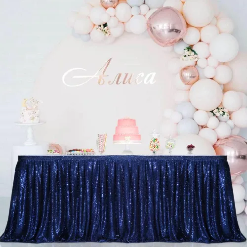 Eternal Beauty Falda de mesa de lentejuelas de 6 pies para fiesta, boda, cumpleaños, baby shower, decoración de vacaciones (L6 pies de alto, 30 Azul