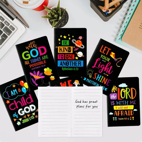 Miniatura 4 de Bloc de notas de versículo bíblico para niños, 20 cuadernos inspiradores a granel para fin de año, mini coloridos escrituras cristianas, blocs