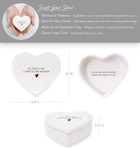 Miniatura 8 de Regalo para mamá de Susabella - Regalo de boda para madre de la novia o madre del novio, caja de cerámica para recuerdos en forma de corazón o caja