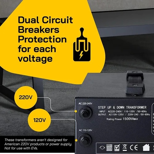 Miniatura 6 de Transformador de voltaje para aumentar o disminuir la tensión. 110 v/220 v, circuito de bloqueo de protección, de la marca ELC