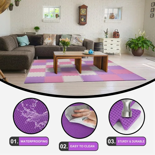 Miniatura 5 de BalanceFrom Foam Floor Tiles for Kids - Non-Toxic Comfortable Baby Play Mat and Interlocking Foam Tiles for Crawling & Development, Soft Play Mat