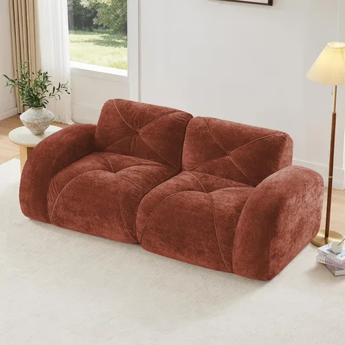Miniatura 46 de Sofás modulares modulares de 110.6 pulgadas para sala de estar, sofá moderno de terciopelo sin hueso, no requiere montaje, cómodo sofá sin hueso