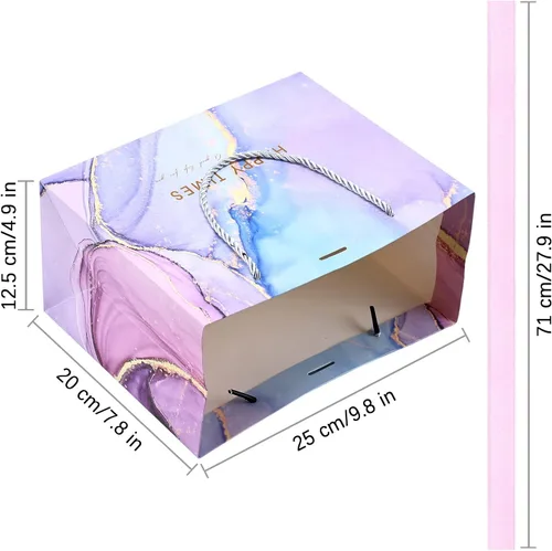 Miniatura 2 de JMANNI Bolsas de regalo, 3 piezas de tamaño mediano con cinta de lazo, bolsa de regalo de papel portátil, patrón de mármol, para cualquier ocasión
