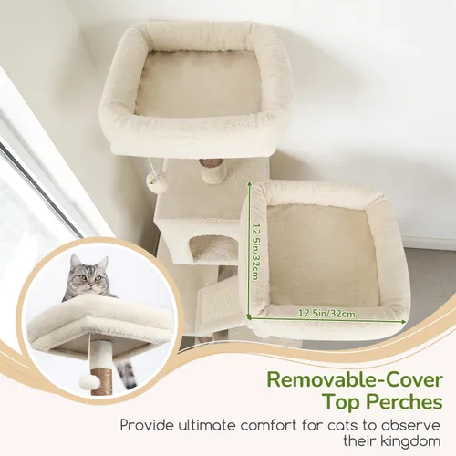 Miniatura 2 de Globlazer Árbol de gato resistente de 74 pulgadas para gatos grandes de interior, torre para gatos de varios niveles con 5 postes rascadores