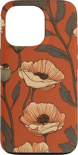 Miniatura 10 de iPhone 16 Floral Pattern Poppies Terracotta Poppy Flower Case