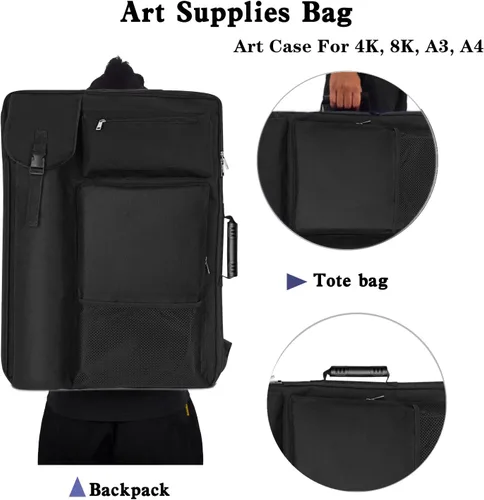 Miniatura 4 de TreochtFUN Bolsas de arte para suministros Portafolio Estuche 19 X 25.5 para almacenamiento A2 Tablero de lona A3 Cuaderno de bocetos - Llevar obras