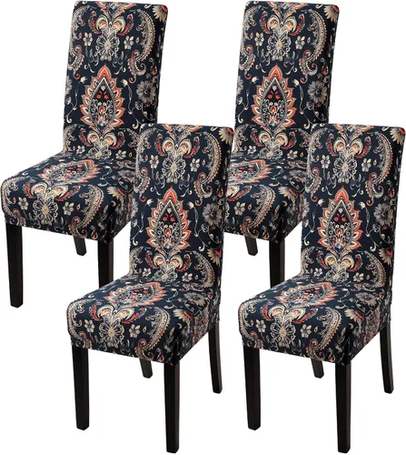 Miniatura 13 de Fundas para silla de comedor Yisun, fundas elásticas para silla de comedor, funda protectora para silla de comedor, mezcla de poliéster, Beige