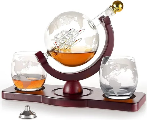 Regalos para hombres, papá, marido de esposa, hija, hijo, juego de decantador de whisky en forma de globo con 2 vasos, regalos únicos de Navidad,
