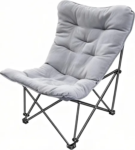 Silla de camping acolchada de gran tamaño con respaldo alto, silla plegable y cómoda, silla de mariposa para adultos, césped, patio al aire libre