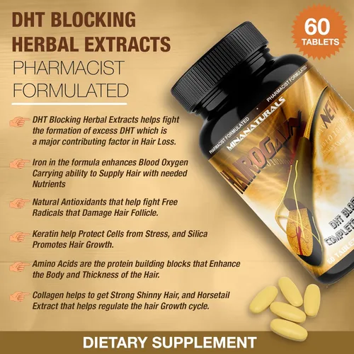 Miniatura 4 de HAIROGAIN DHT Blocker. Apoya el crecimiento del cabello. 10000 mcg de biotina, colágeno y vitaminas para el cabello añadidas. Ayuda a disminuir