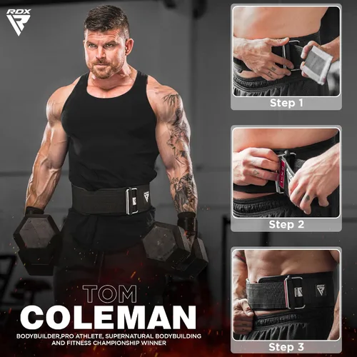 Miniatura 4 de Cinturón de levantamiento de pesas RDX - AUTO LOCK 4" Premium ajustable para gimnasio para entrenamiento cruzado olímpico - Soporte para hombres