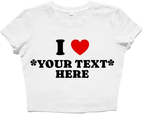 Miniatura 2 de Camiseta corta personalizada con corazón I - Crea tu propia camiseta de bebé - Camisa Y2K personalizada - Elegante regalo retro de verano para ella