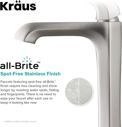 Miniatura 5 de KRAUS Esta grifo de baño de una sola manija con drenaje emergente en acero inoxidable sin manchas, KVF-1210SFS