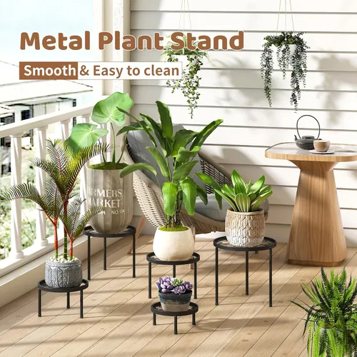 Miniatura 2 de Soporte para plantas para interiores y exteriores, paquete de 5 soportes de metal resistente, múltiples plantas, soporte de hierro antioxidante