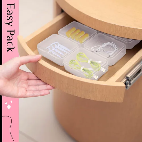 Miniatura 6 de Paquete de 6 recipientes pequeños de plástico, organizador de cuentas rectangulares transparentes con tapas para crayones y manualidades, soporte