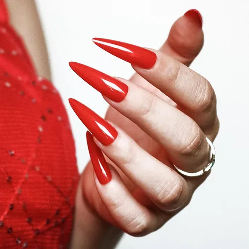 Miniatura 4 de Allkem - Uñas de presión de color solido, extra largas, estilo cónico, bailarina, cobertura total de uñas