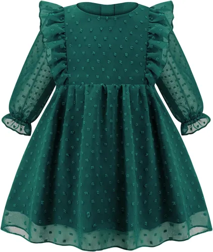 Vestidos de verano para niñas pequeñas, con volantes, sin mangas, con lunares suizos, vestido de fiesta sólido para 18M-6 años