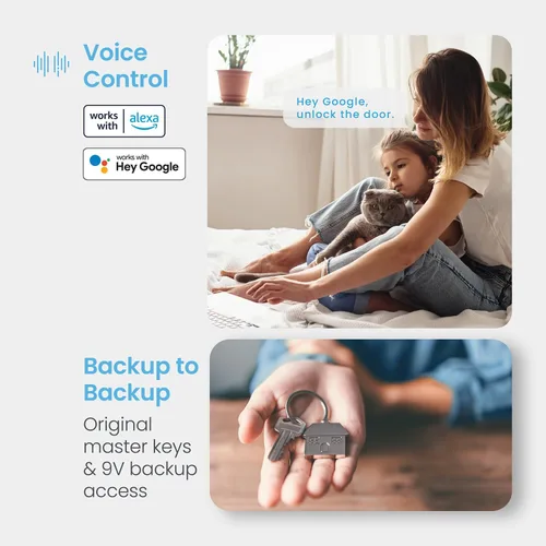 Miniatura 7 de Lockly Secure Pro Smart Deadbolt, cerradura inteligente Wi-Fi, entrada sin llave con teclado PIN Genie®, huella dactilar biométrica 3D, bloqueo