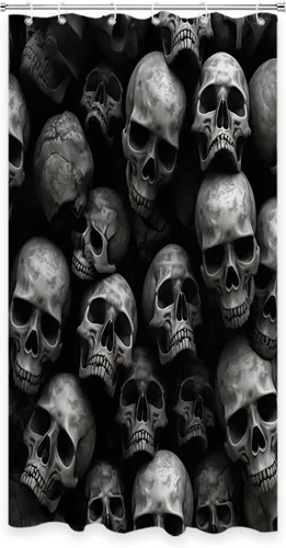 TheBlackSpot Juego de cortinas de ducha vintage de Halloween para hombre, diseño de esqueletos, espeluznante, juego de cortina de baño con ojales,