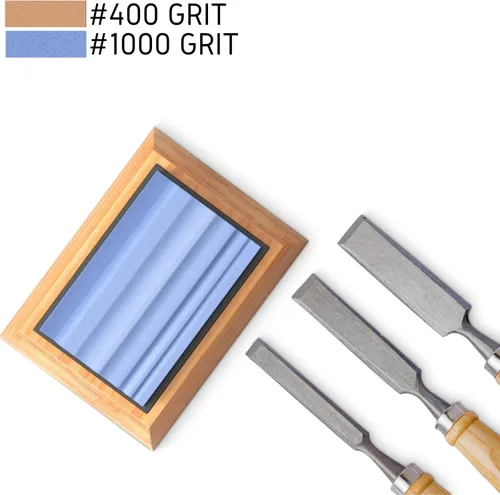 Miniatura 8 de Piedras de afilar Sharp Pebble para herramientas de tallado de madera - Dos piedras de afilar de grano 400 y 1000 para gubias - Sistema de afilado