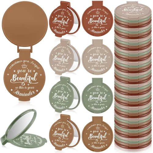 Miniatura 30 de 100 piezas de espejo compacto inspirador de 2.76 pulgadas a granel para mujeres, pequeños regalos de graduación, día de la madre, fiesta, bolso