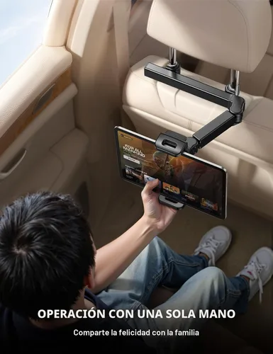 Miniatura 4 de Lamicall Soporte para reposacabezas de tableta para coche - [Brazo extensible 3 en 1] Soporte ajustable para tableta en el coche para asiento