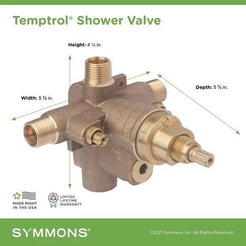 Miniatura 4 de Symmons Temptrol - Válvula mezcladora para bañera y ducha con desviador integral VersaFlex, instalación rápida y paradas EasyService S262XBRBODY