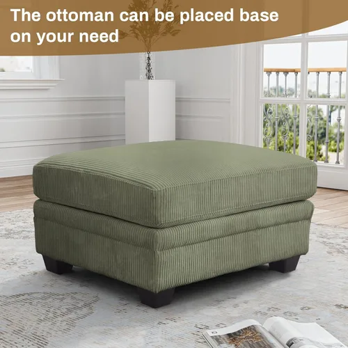 Miniatura 29 de Legend Vansen Sofá Seccional Modular de Gran Tamaño, Sofá en Forma de U de 7 Asientos con Otomana, Sofá de Pana con Asiento Profundo, Sofás Crema