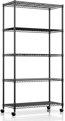 Simple Deluxe - Estantería de almacenamiento resistente de 5 niveles, capacidad de carga de 1250 libras, 29.92" de ancho x 13.98" de profundidad x