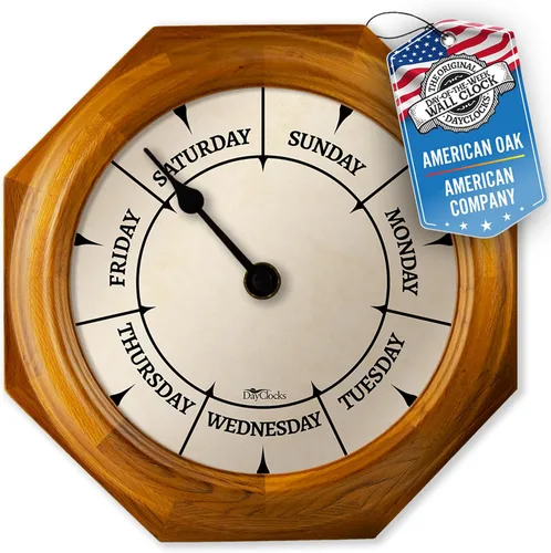 Miniatura 13 de Reloj del día de la semana con marco de aluminio – Reloj de pared con calendario – Regalo de jubilación ideal para hombres y mujeres – 10 pulgadas