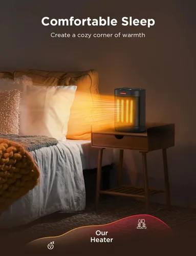 Miniatura 5 de Calentador de Espacio Pequeño de 1000W para Uso en Interiores, Calentamiento Rápido 2S, Calentador de Espacio Eléctrico de Cerámica PTC con 3 Modos