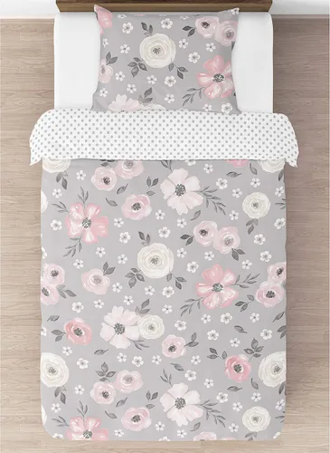 Miniatura 3 de Sweet Jojo Designs Juego de edredón individual de 2 piezas (gris acuarela floral) para niñas, adolescentes y niños, ropa de cama en una bolsa