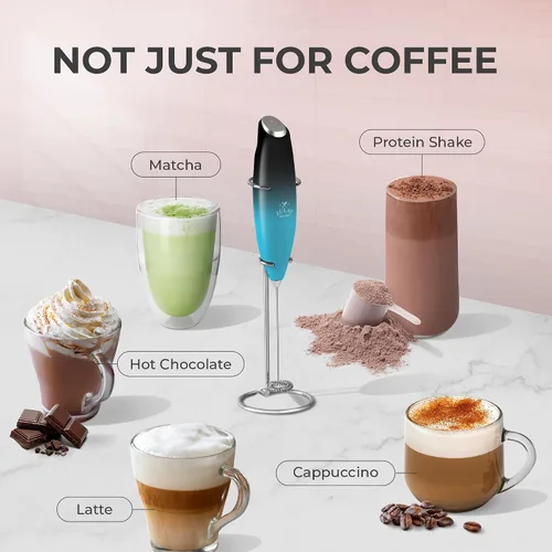 Miniatura 609 de Zulay Milk Boss Espumador de leche potente manual, hace espuma para latte, batidor para mezclar bebidas, café, miniespumador para capuchino, frappé