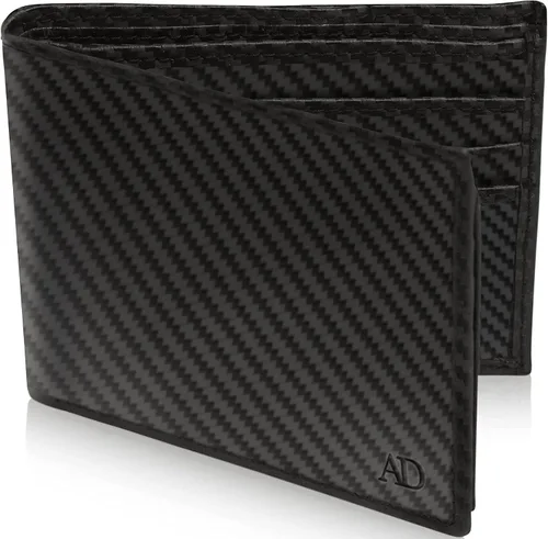 Miniatura 6 de Access Denied Billeteras delgadas de cuero plegable para hombre, cartera minimalista para hombre, con bloqueo RFID, tarjetero con ventana