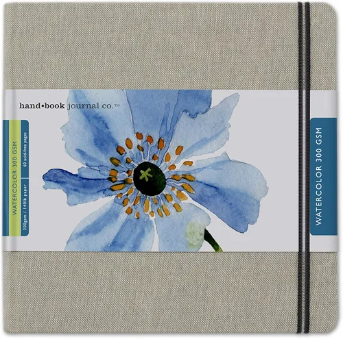 Cuaderno de artista de papel de acuarela de Handbook Journal Co., papel prensado en frío pesado de 140 lb/300 g/m², cuadrado de 8.25"x8.25",