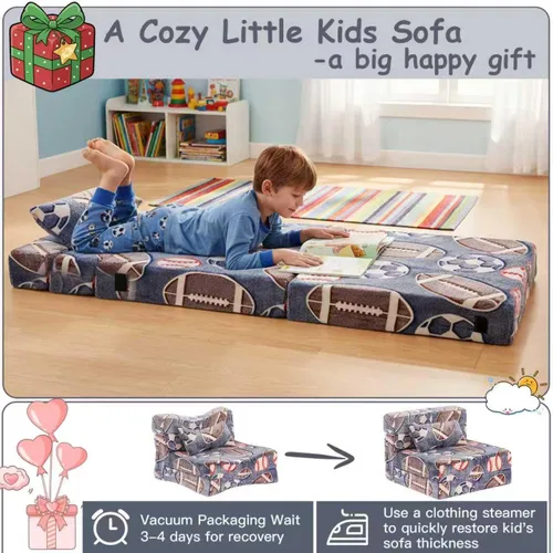 Miniatura 9 de Tiita Colchón de Piso Plegable para Sofá Cama para Niños, Colchoneta de Siesta de Piso Plegable Lavable para Niños Pequeños, Sofá Futón Plegable
