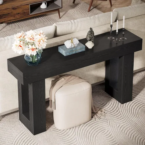 Miniatura 5 de Tribesigns - Mesa consola de 63 pulgadas de largo, mesa de sofá rectangular de madera detrás del sofá, mesa de entrada estilo granja para entrada