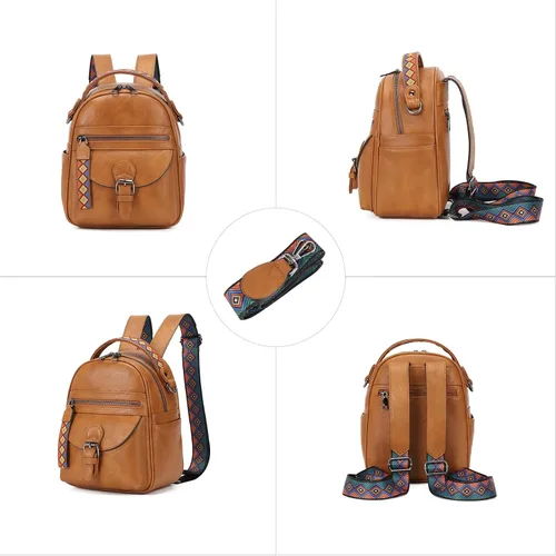 Miniatura 4 de KL928 Mochila pequeña para mujer, mochila de hombro a la moda, marrón (YELLOWISH BROWN), Mochilas Daypack
