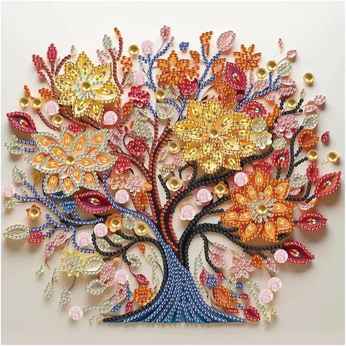 SJUTOUCI Kits de pintura de diamantes para adultos, árbol de la vida 5D con forma especial de diamantes de imitación para principiantes, diamantes
