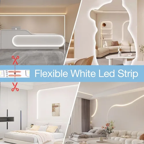 Miniatura 3 de Tira de luz LED USB de 6500 K con caja de batería, tira de luces blancas de luz diurna de 16.4 pies para debajo del gabinete, cortables